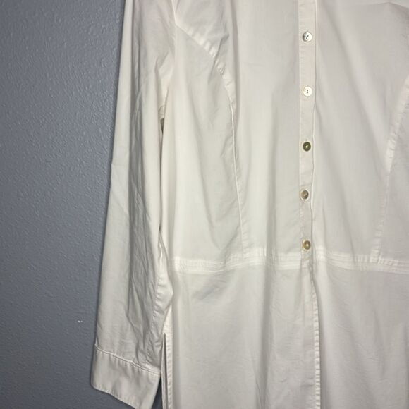 J. Jill White Long Sleeved Full Button Front Collared Tunic Size Large - Picture 8 of 14